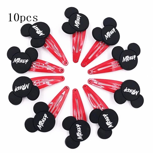 4--10pcs 10 шт., милые детские заколки для волос с ушками Микки и Минни Маус для девочек, красные заколки для волос с бантиком для девочек, аксессуары для волос, заколки для волос - Цвет: 4--10pcs