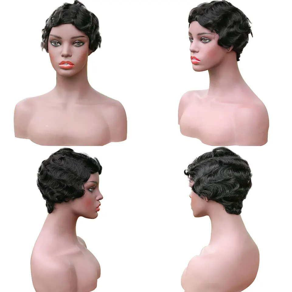 Парик Pixie Cut перуанские короткие парики для Боба прямые 4 дюйма полностью машинные