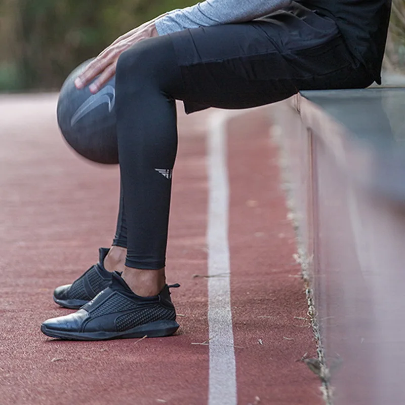 Men Sports Fitness Tights Running Base Layer Pants Gym Exercise Training Leggings Basketball Trousers Breathable Quick Dry Sweat