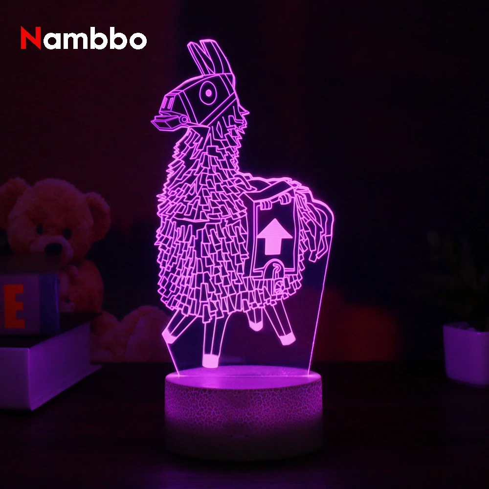 

Game Character 3D Lamp LED 7 Colors Touch Switch Table Lamp Llama Acrylic Decoration Night Light Kids Holiday Gift