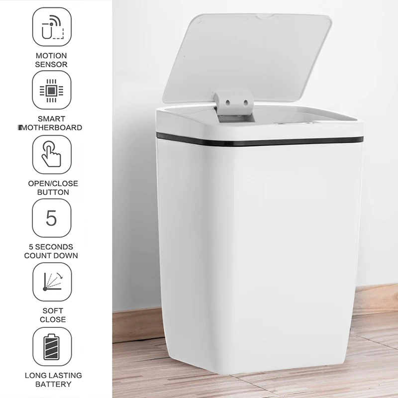 Automatic Touchless Intelligent induction Motion Sensor Kitchen Trash Can Wide Opening Sensor Eco-friendly Waste Bin Garbage Bin