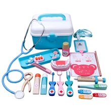 21 шт детский деревянный стоматологический ролевой Игровой набор имитация стетоскопа игрушки смешная игра реальная жизнь Косплей доктора стоматолога-синий розовый