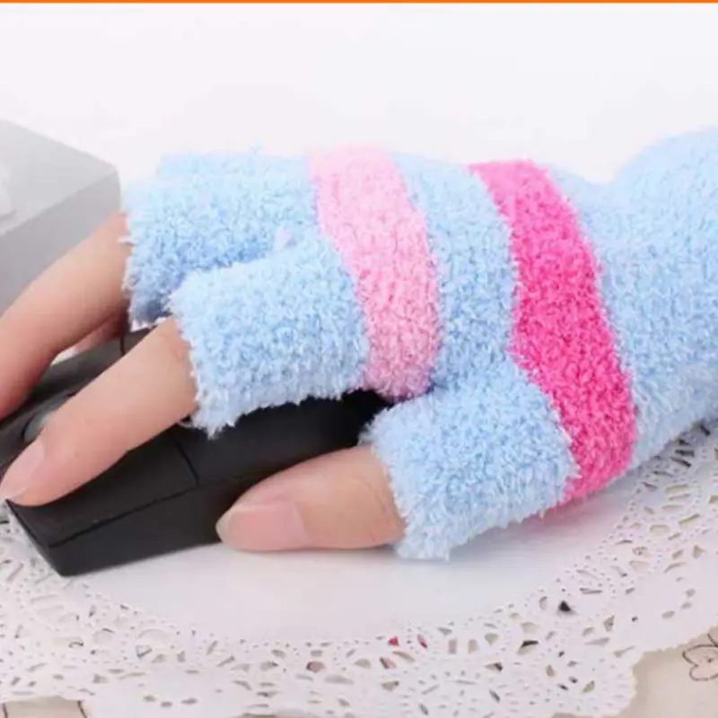 Высококачественные безопасные модные USB теплые зимние перчатки для женщин, теплые перчатки без пальцев