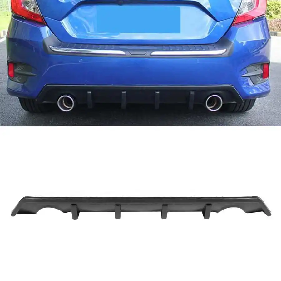 Matte Black Rear Bumper Diffuser Lip Fit For Honda Civic 4door Sedan