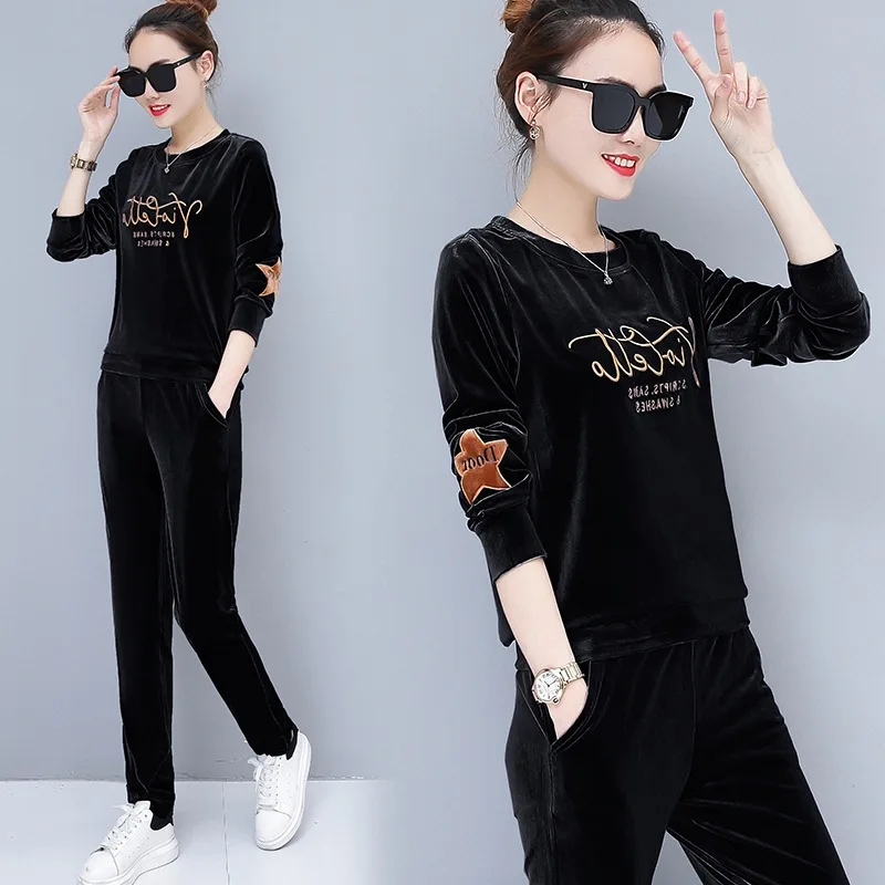 

Women Sports Suit Spring Autumn Female Velvet Sweater Sweatshirt+pants Casual Running Jogger Set Sportswear Tracksuit Sweatsuit