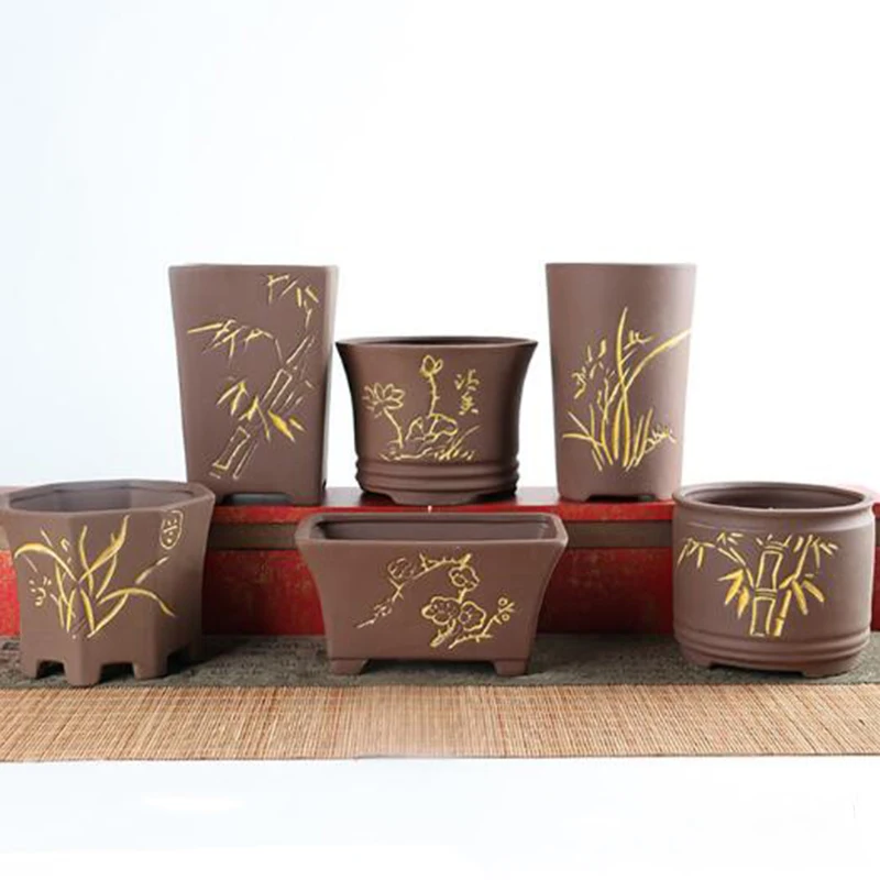 Горшок для цветов с фиолетовым песком и суккулентами керамический горшок ручной