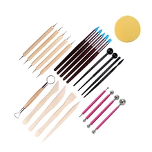 24 шт./компл. поделки, скульптура инструменты для моделирования Многофункциональный глины гончарное Дело Краски кисти набор для детей Школа арт принадлежности для рисования