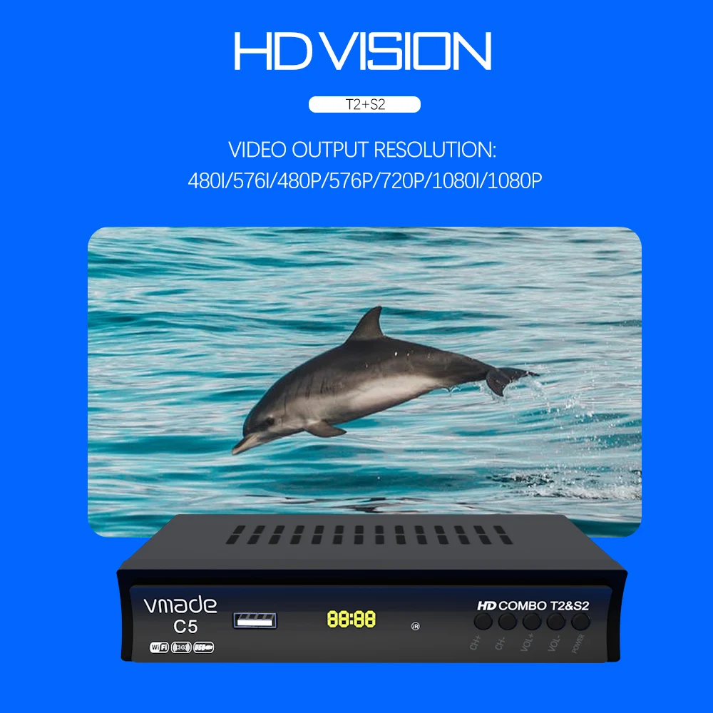 Европа Россия Full HD цифровой DVB T2 S2 комбо Спутниковое ТВ приемника Поддержка YouTube M3U