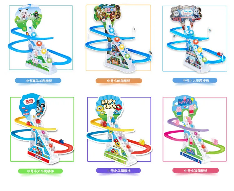 Large Size Piggy Climbing Stairs CHILDREN'S Toy Educational Penguin Slide Electric Rail Car with Music