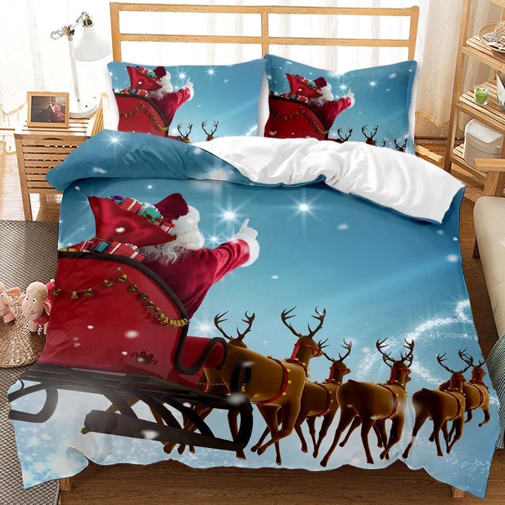 

Free shipping Merry Christmas 3D Quilt Duvet Doona Cover Set Single Double Queen King Print