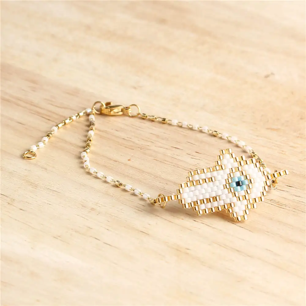 Shinus 10 шт./партия Miyuki браслет evil eye Fatima Hamsa браслеты для рук женские Pulsera Mujer Delica бусы браслет ювелирные изделия в стиле "Бохо"