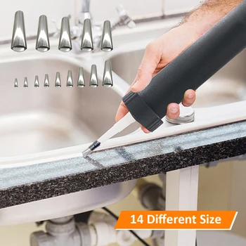 

14/16/18pcs Caulking Nozzle Applicator Finishing Caulk Finisher Sealant Smooth Scraper Grout Kit Tool For Wall Applications