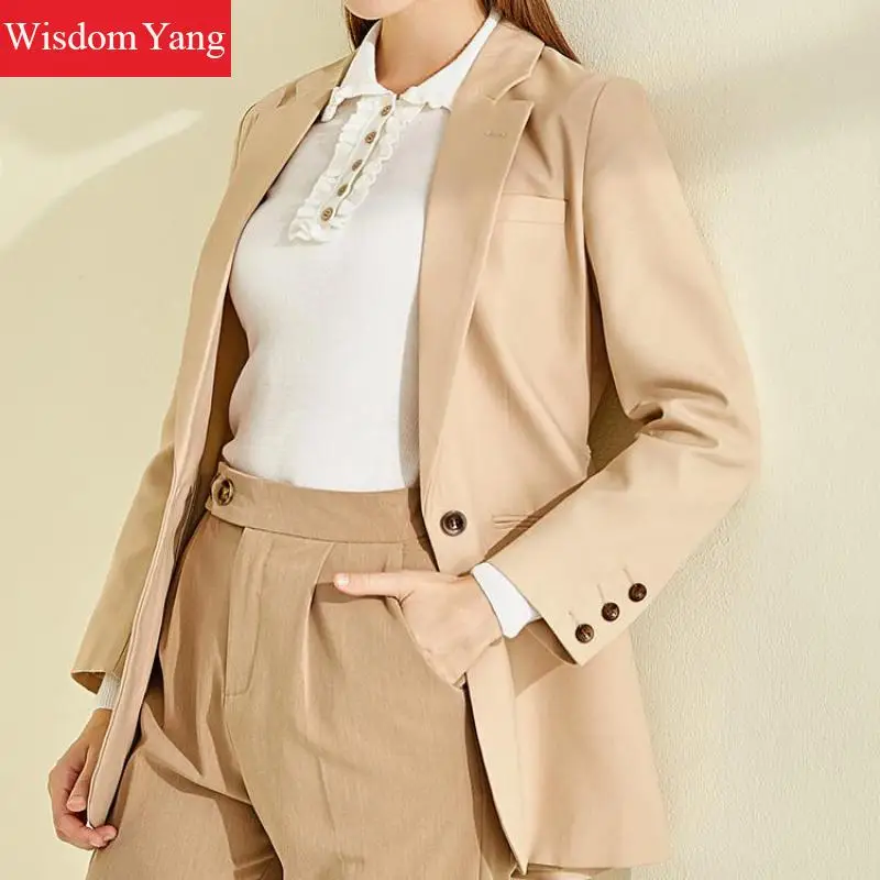 Deals Spring Long Sleeve Suit Jacket Women Khaki Coat Slim Female Business Short Coats Jackets Office Ladies Korean Outerwear Overcoat