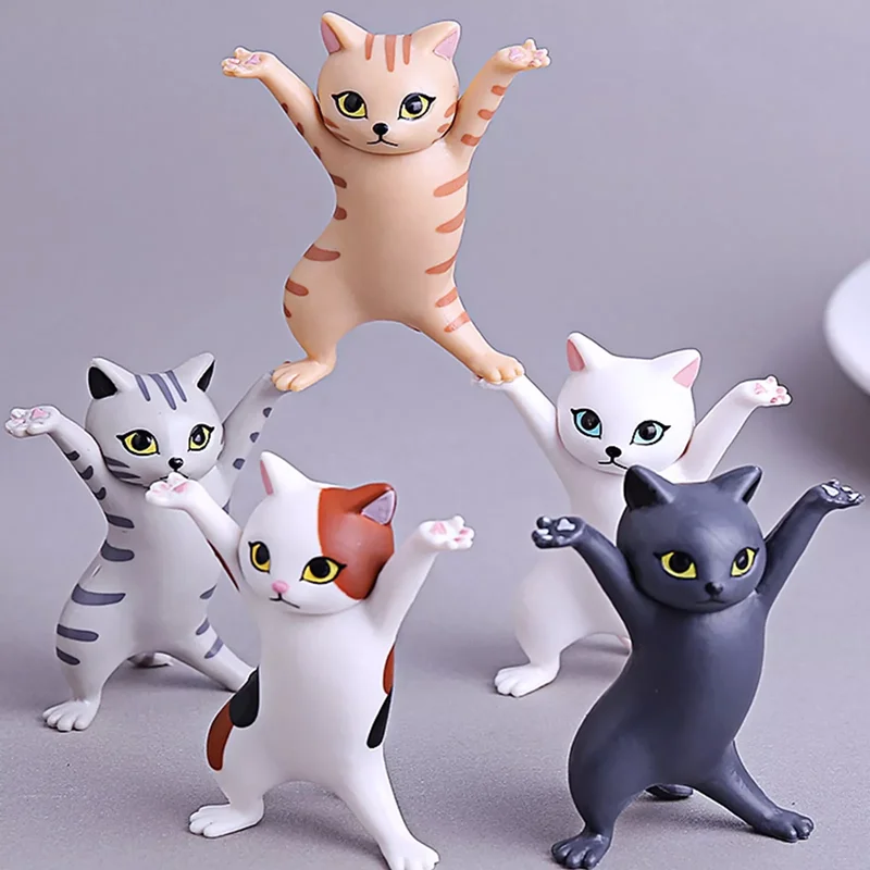 Desk Cat Pen Holder 1/2/3/4/5PCS Bookshelf Earphone Holder Coffin Cat Doll Home Decor Stand Kids Gifts Stand For Pens