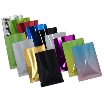 

200pcs/lot Glossy Aluminum Foil Open Top Vacuum Pouch Heat Seal Food Vacum Bag Matte Colored Mylar Foil Packing Sample Bags