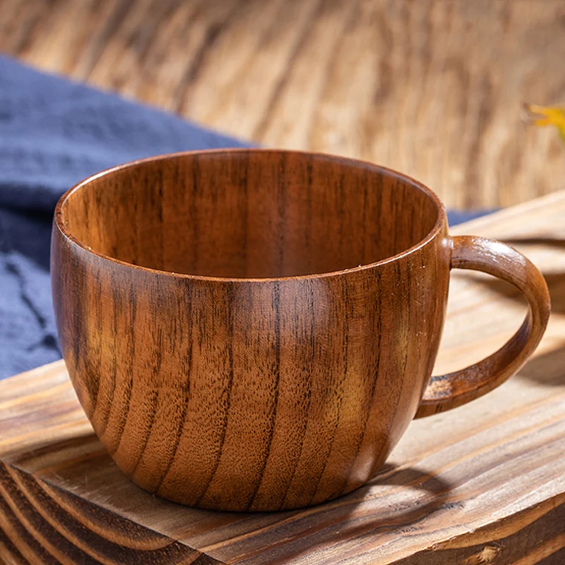 1Pc Solid Wood Coffee Mug Tea Cup Classic Wooden Tea Mug Small Wood