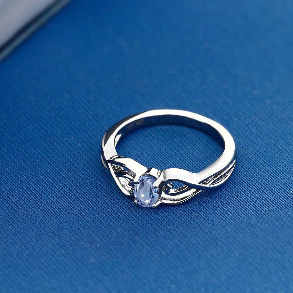GemStoneKing 0,55 Ct ОВАЛЬНЫЙ натуральный синий сапфир обручальные кольца с драгоценными камнями 925 пробы серебряные ювелирные изделия для женщин