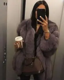 Coffee Зимнее теплое пальто, женское однотонное пальто из искусственного меха, элегантная тонкая утолщенная верхняя одежда для дам, меховое пальто с длинным рукавом размера плюс - Цвет: Coffee