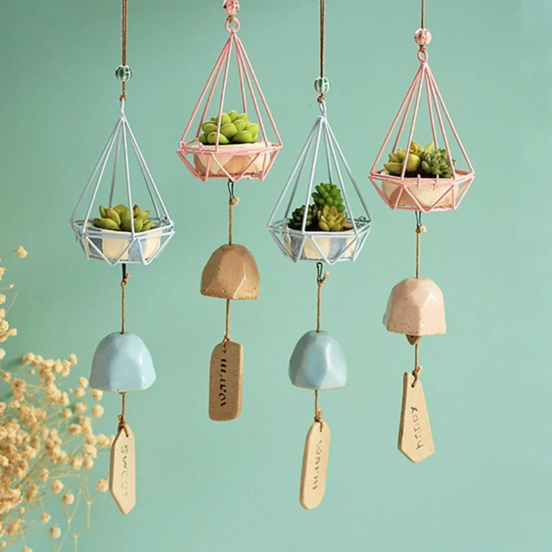 Forest Wind Chimes Wrought Iron Wind Chimes Hanging Ornaments Resin Ceramic Wind Chimes Craft Gift Home Decoration Art Pendant