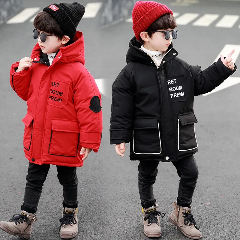 

2019 New Style Fashion-Style CHILDREN'S Cotton-padded Jacket BOY'S Winter Mid-length Hooded Parka Children CHILDREN'S Cotton Wea