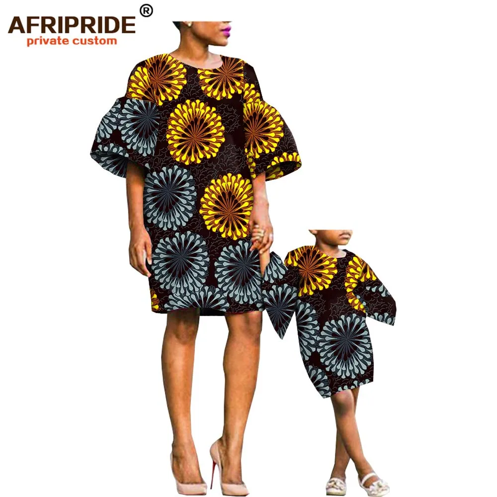 Семейное платье с Африканским принтом для женщин и девочек AFRIPRIDE женское до колен