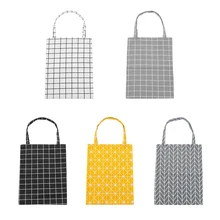 1 шт. Женские повседневные клетчатые льняные сумки на плечо хлопковые парусиновые сумки для покупок Tote сумки Tote