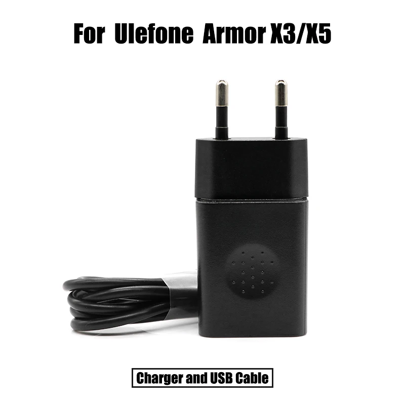 USB адаптер питания зарядное устройство для Ulefone Armor X3 EU Plug Путешествия 5V1A Micro USB кабель передачи данных зарядный кабель - Цвет: Charger and Cable