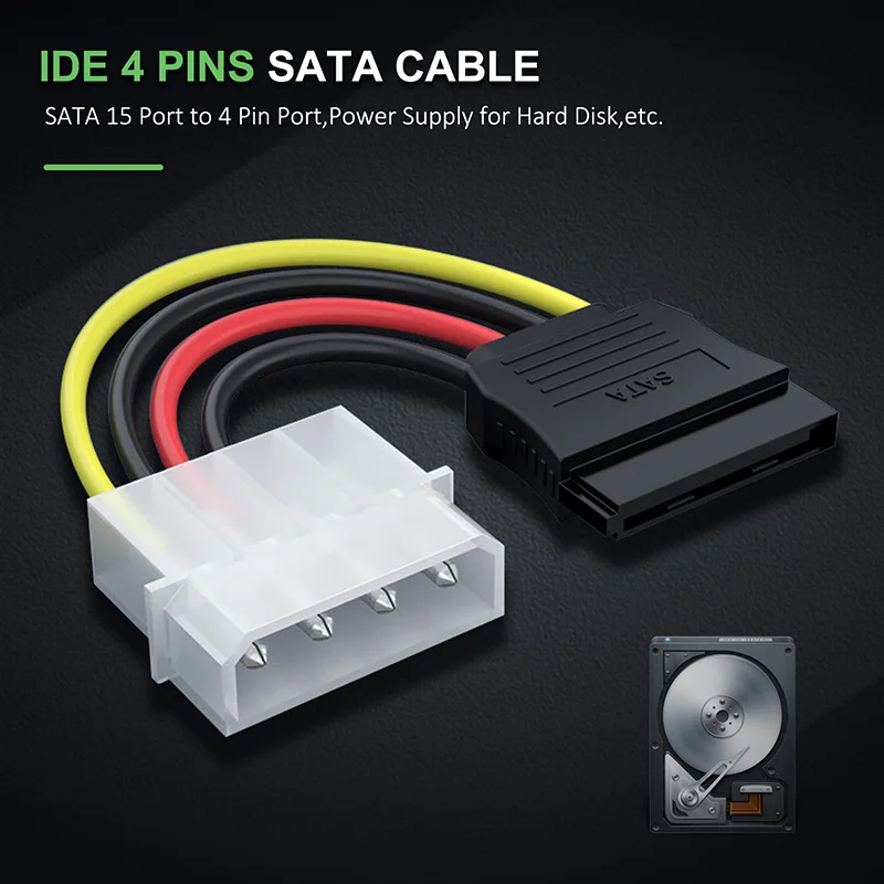 Cabletime 4 Pin IDE Molex Male к 15 Sata Serial ATA Female адаптер для жесткого диска кабель C06|Кабели VGA| |