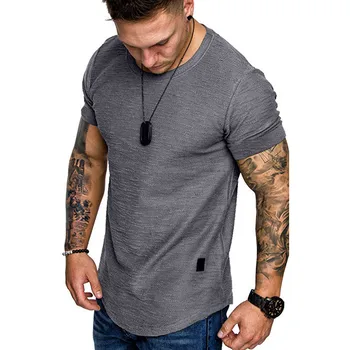 Men's Casual Fashion Solid o Neck t-Shirt Summer Bodybuilding Sports Running t-Shirt Fitness Short-Sleeve Crossfit Exercise Top 3