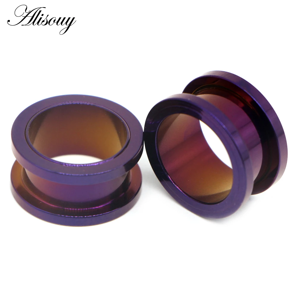 Alisouy 2pcs 1.2-30mm Stainless Steel Ear Tunnels Plugs Black Gold Color Expander Stretcher Ear Gauges Piercing Body Jewelry 4