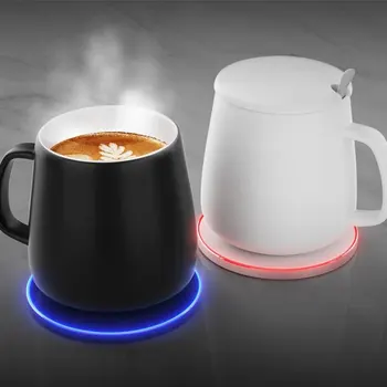 

1 Set Heating Mug Cup Warmer Set Coffee Warmer Auto-Shut Off Home Without Heating Pad Practical New
