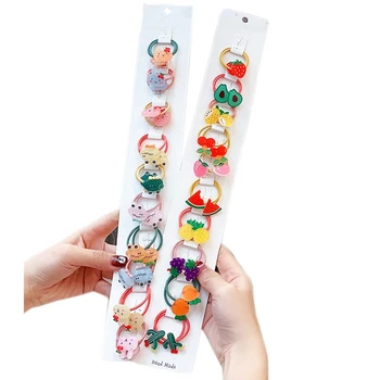 

40 Pcs Girls Cute Cartoon Animals Fruit Elastic Hair Bands Scrunchies Ponytail Holder Headbands Kids Hair Accessories
