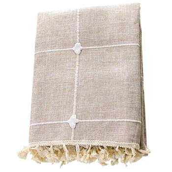 

Tablecloth, Large Square Tassel Tablecloth, Cotton and Linen, Wrinkle-Free, Fade-Resistant Table Cover Decoration, for Kitchen D