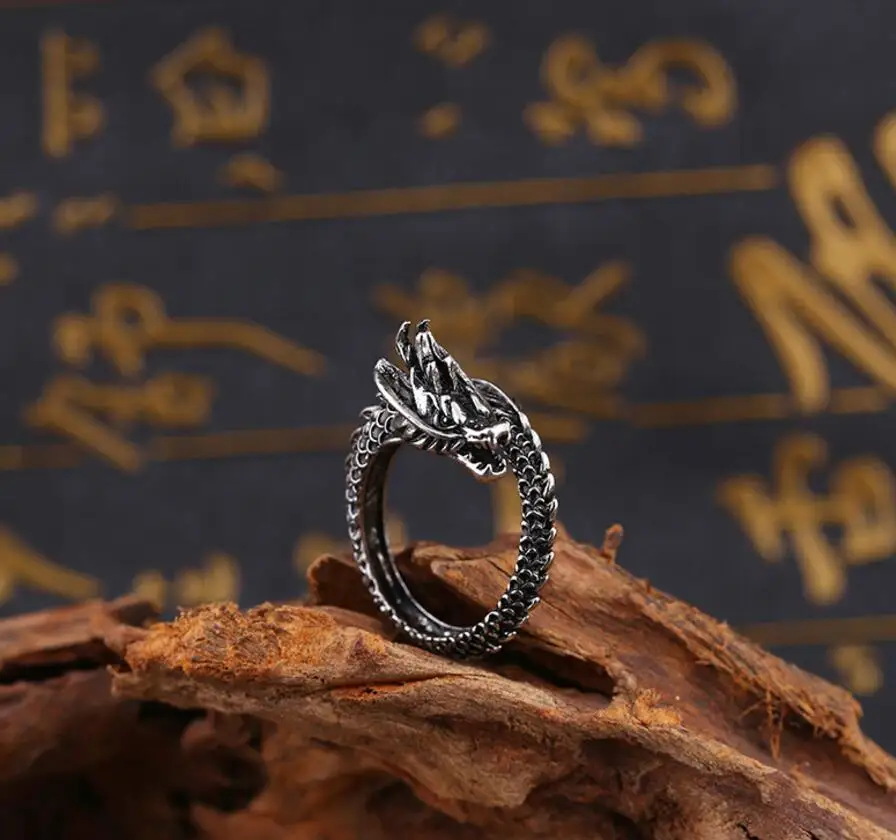 Властная личность кольцо с драконом в стиле панк, унисекс Нержавеющая сталь кольцо с драконом креативная пара кольцо