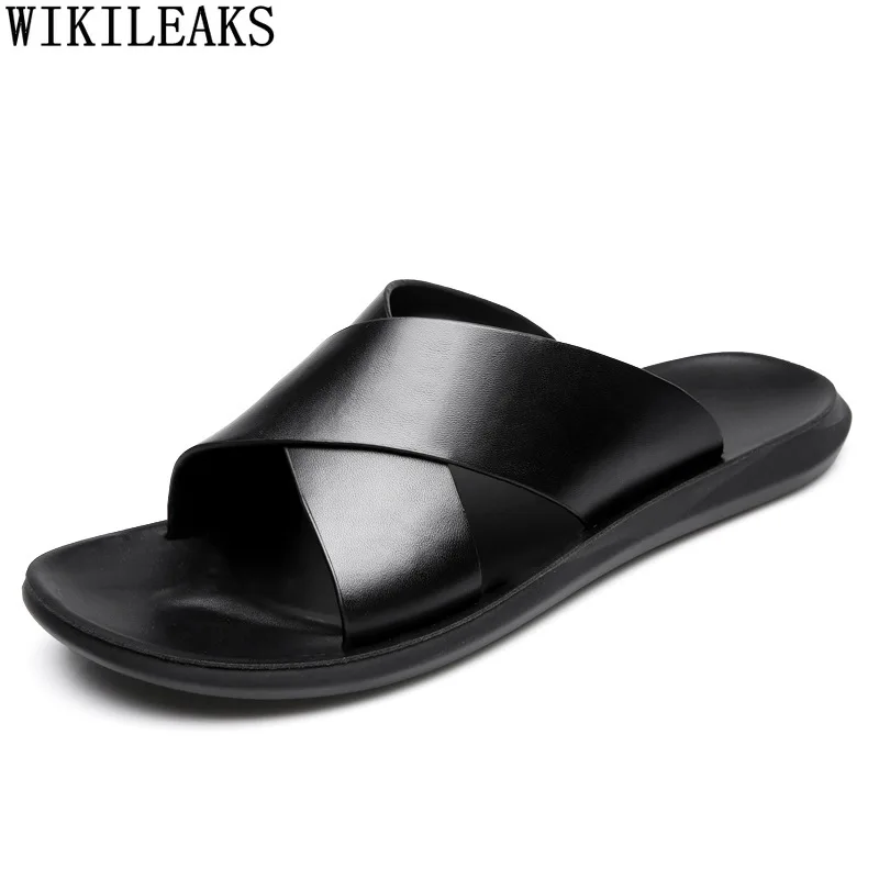 

Slippers Men Summer 2023 Designer Slides Beach Slippers Men Shoes Leather Men Slippers Luxury Designer Shoes Zapatos De Hombre