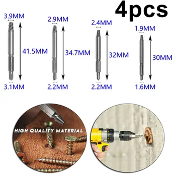 

4pcs Mini Screw Extractor Electric Drill Tool Steel Stud Easy Out Broken Damage