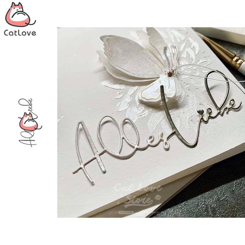 

Alles Liebe German All Love Metal Cutting Dies Scrapbooking Stencil Die Cuts Card Making DIY Craft Embossing New Dies For 2019