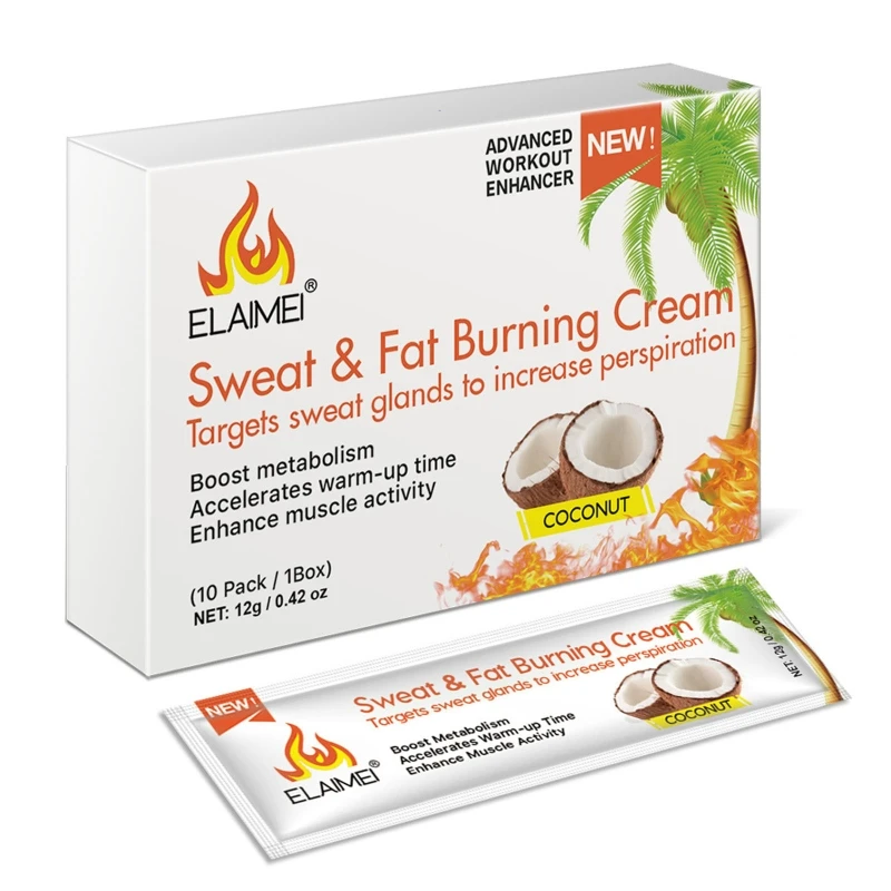 

10 Pack Workout Enhancer Sweat Cream,Fat Burner Cellulite Creams Tighten Muscles, Slimming Enhancer Workout Coconut Body Cream