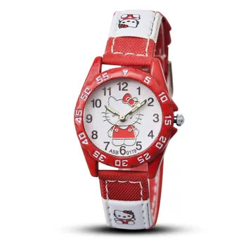 

Hello Kitty Women Watch Kids Canvas Strap Sprot Quartz Wrist Watches Gifts for Girls Watch Children's Cartoon Watch Clock