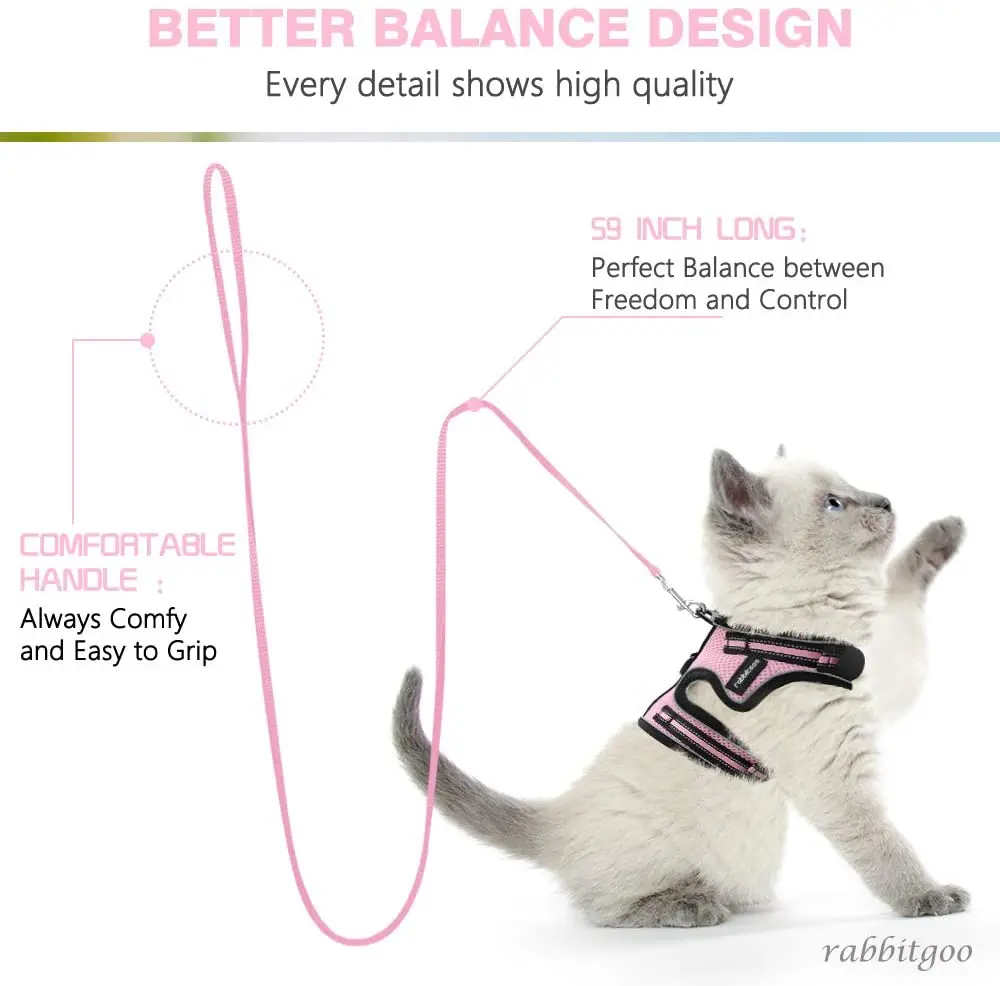 Rabbitgoo Ensemble Harnais Et Laisse Pour Chat Gilet Reflechissant Anti Starter Pour Petit Et Moyen Chaton Pour Marcher Aliexpress