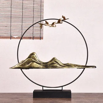 

Home Decoration Accessories Geometric Wrought Iron Zen New Chinese Ornament Office Desktop Bookshelf Magazine Storage ZPJ020