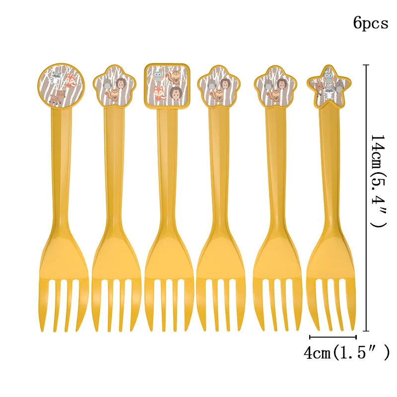 Сафари джунгли украшения, товары для вечеринки для маленьких мальчиков Избранное С Днем Рождения вечерние Бумага чашка одноразовая вечерние поставки коллекция - Цвет: fork-6pcs