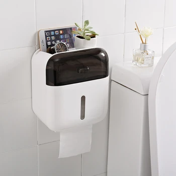 

Toilet Paper Holder Plastic Bathroom Double Paper Tissue Box Wall Mounted Paper Shelf Storage Box Toilet Tissue Dispenser