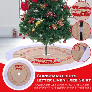 

50# Christmas Alphabet Burlaps Christmas Tree Decoration Mat 120cm Tree Skirt christmas home decoration navidad Droshipping