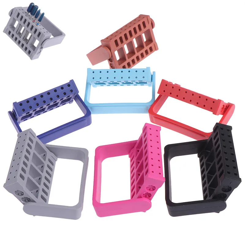 

16 Holes Nail Drill Bit Holder Stand Manicure Utensil Plastic Cover With Adjustable Handle Grinding Head Displayer Accessory New