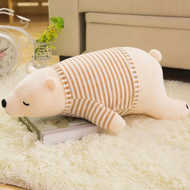 Kawaii Down Cotton Polar Bear Stuffed Animals Big Size Super Soft Animal Cushion Long Pillow Sleeping Pillow Plush Toy Kids Gift