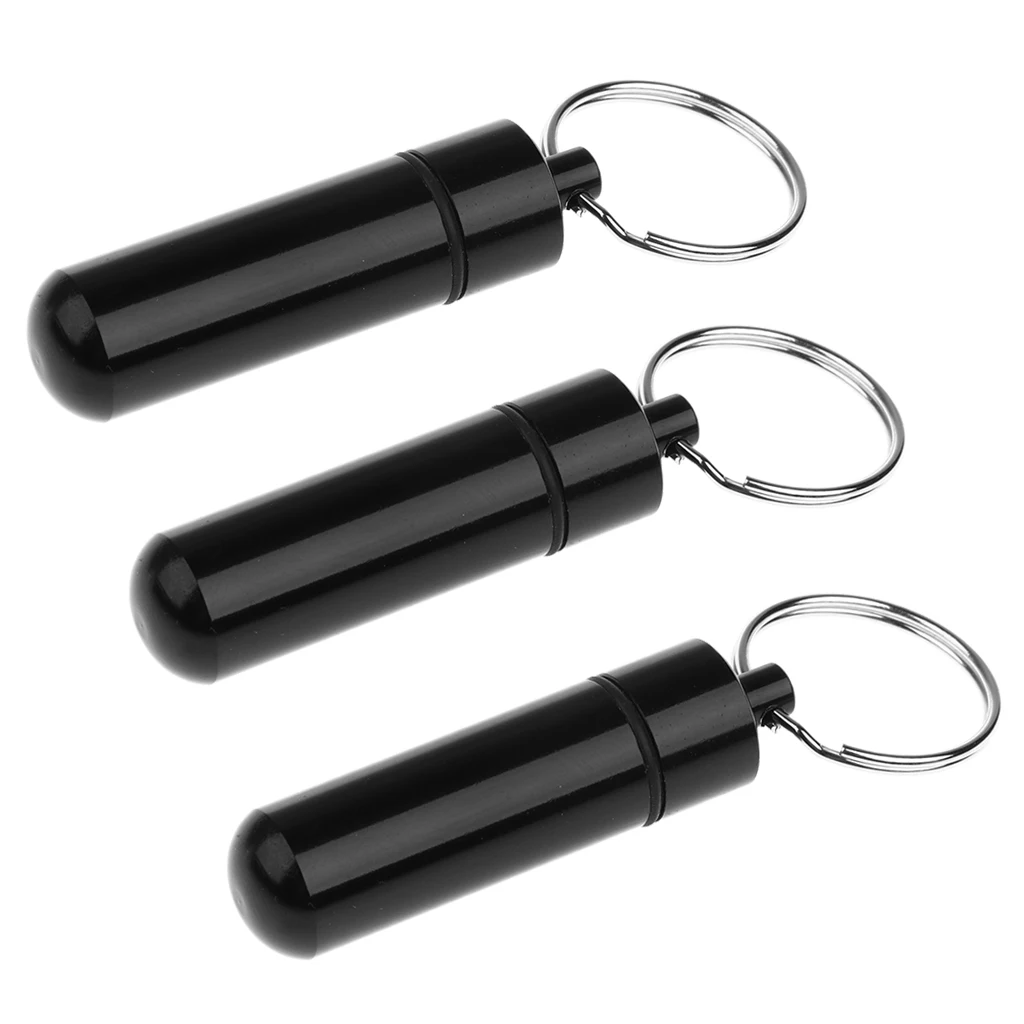 3pcs Waterproof Pill Medicine Case Box Organizer Keychain Key Ring Holder Pill Case Storage Medicine Container