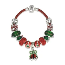 Модные ювелирные изделия браслеты, DIY браслет из сплава с бусинами, колокольчик красный веревочный браслет подарок на день Святого Валентина