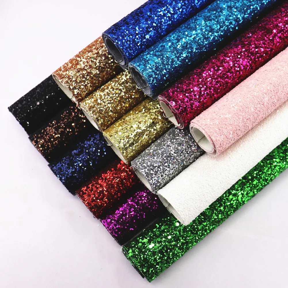 30x134cm Roll Red Black Blue Plain Dyed Chunky Glitter