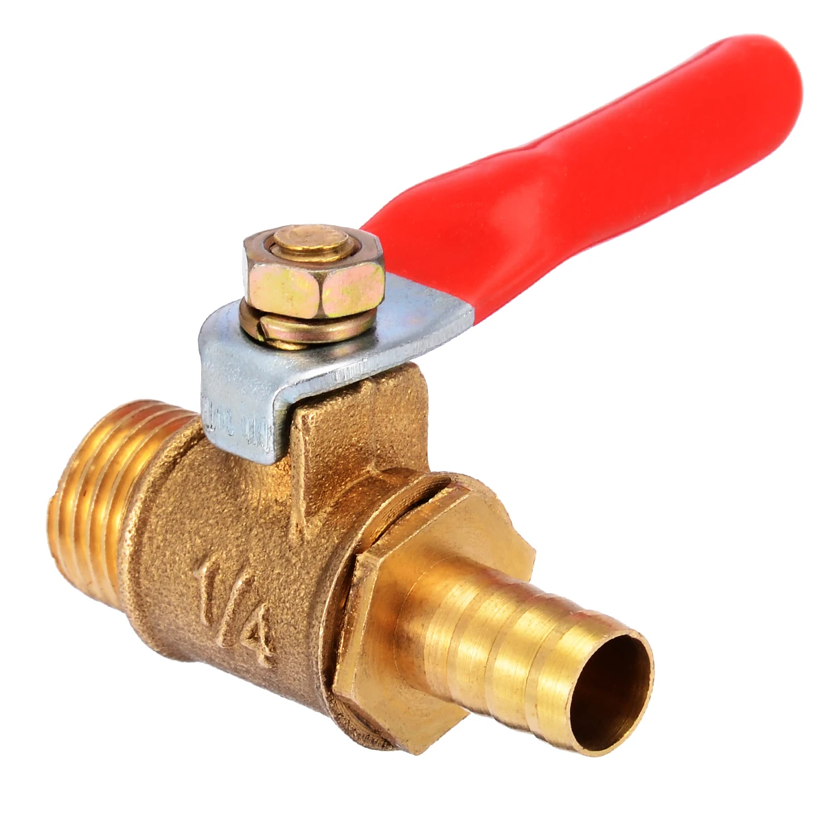 Red Lever Handle Brass Ball Valve 1/4'' PT Male 13mm to 8mm Threaded Ball Valve Barb Hose Pipe Fitting Coupler Adapter